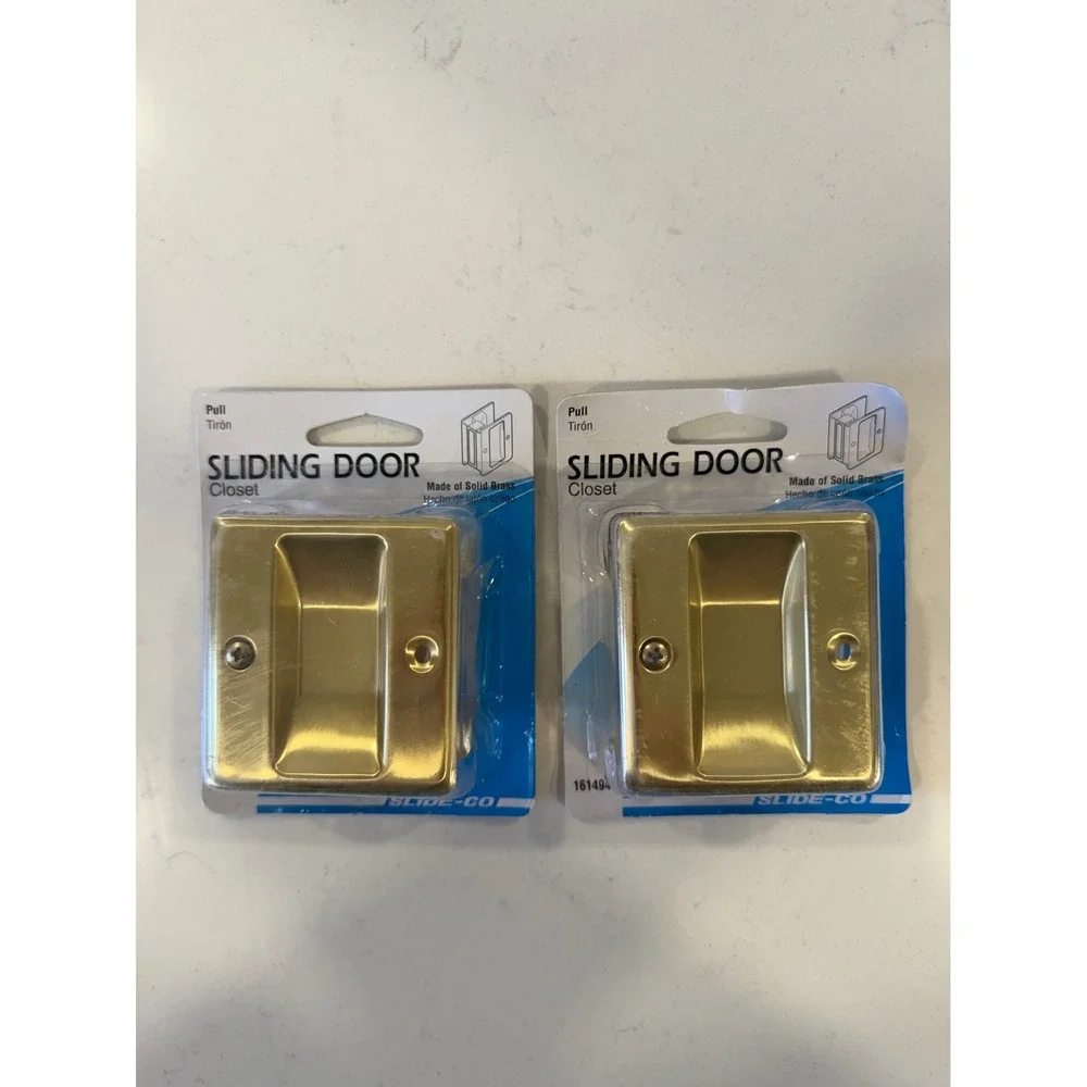 Slide-Co 161494 Solid Brass Sliding Closet Door Pulls Polished Gold Lot of 2
